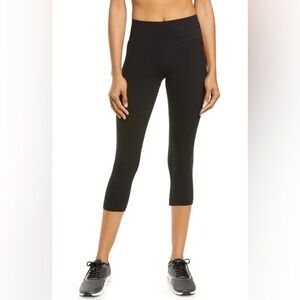 Nordstrom Stretch Cotton Capri High Rise Leggings L Black